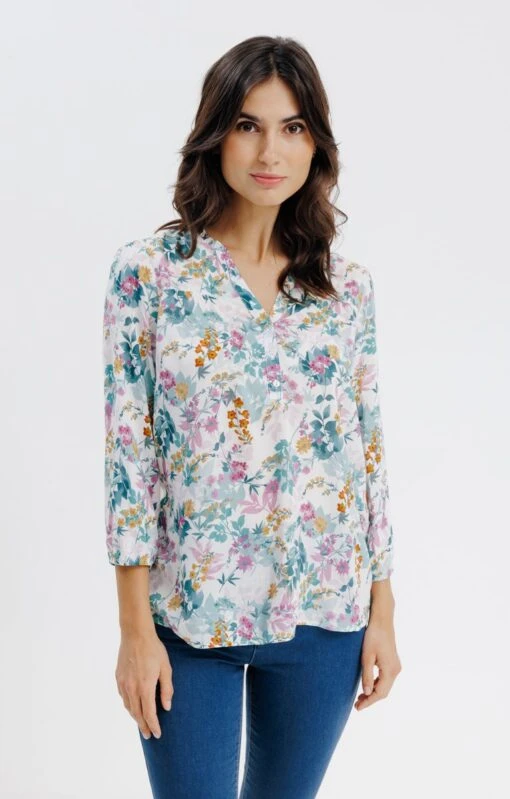 Blouse Col Froufrou Imprimé à Fleurs