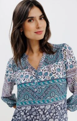 Blouse Col Mao Imprimée Boutons Nacrés -Haute couture k 57230034 armand thiery femme ECRU d1 68