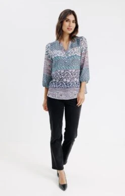 Blouse Col Mao Imprimée Boutons Nacrés -Haute couture k 57230034 armand thiery femme ECRU o 68