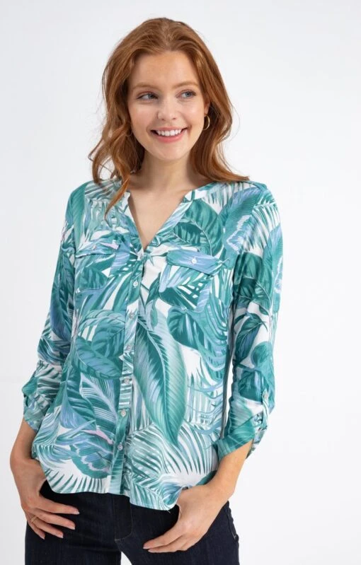 Chemise Col Mao Boutons Nacrés