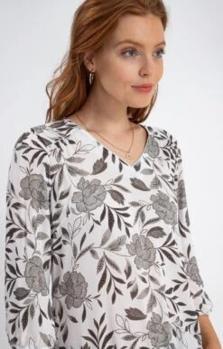 Blouse Col V Avec Piping Argent 8 Blouse Col V Avec Piping Argent -Haute couture k 57230069 affinites BLANC d1 48