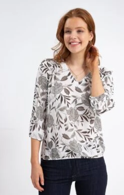 Blouse Col V Avec Piping Argent 9 Blouse Col V Avec Piping Argent -Haute couture k 57230069 affinites BLANC d2 48