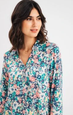 Blouse Col Chemise Avec Poches -Haute couture k blouse col chemise avec poches armand thiery femme BLEU d1 45
