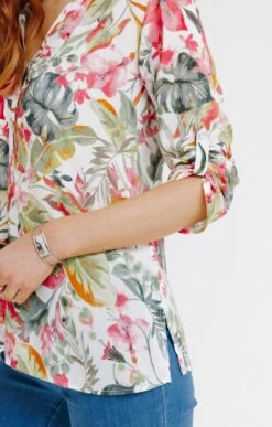 Blouse Col Mao Avec Pattes épaules -Haute couture k blouse col mao avec pattes epaules affinites BLANC d2 48