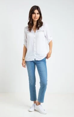 BLOUSE UNIE PLUMETIS -Haute couture k blouse unie fantaisie armand thiery femme BLANC o 48