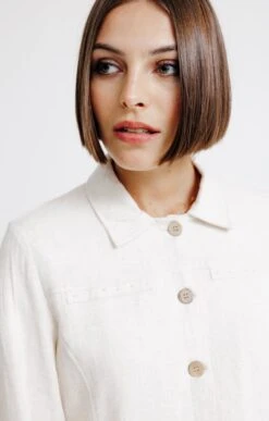 Blouson Mélange Lin Avec Boutons Coco -Haute couture k blouson melange lin avec boutons coco affinites BEIGE d1 44