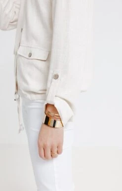 Blouson Mélange Lin Avec Boutons Coco -Haute couture k blouson melange lin avec boutons coco affinites BEIGE d2 44