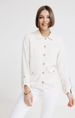 Blouson Mélange Lin Avec Boutons Coco -Haute couture k blouson melange lin avec boutons coco affinites BEIGE o 44