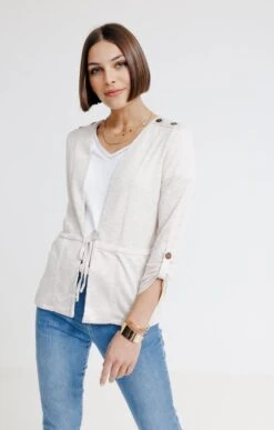 CARDIGAN À NOUETTE ET BOUTONS ÉPAULES