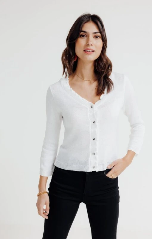 Cardigan Uni Avec Froufrous