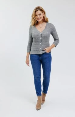 CARDIGAN AJOURÉ ALL OVER -Haute couture k cardigan ajoure all over affinites KAKI CLAIR o 104