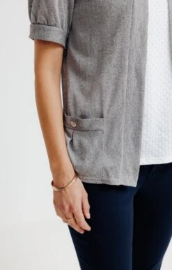 CARDIGAN BORD À BORD MANCHES COUDES -Haute couture k cardigan bord a bord manches coudes affinites KAKI CLAIR d2 104