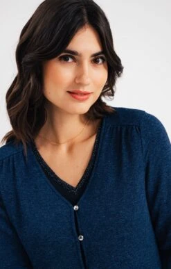 CARDIGAN BOUTONNÉ ALL OVER -Haute couture k cardigan boutonne all over armand thiery femme BLEU d1 45