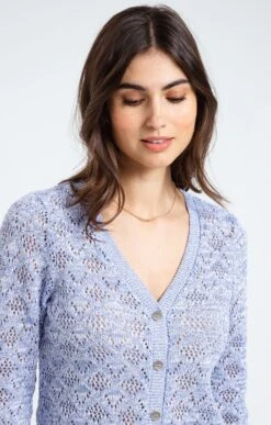 Cardigan Col V Tricotage -Haute couture k cardigan col v tricotage armand thiery femme INDIGO d1 93