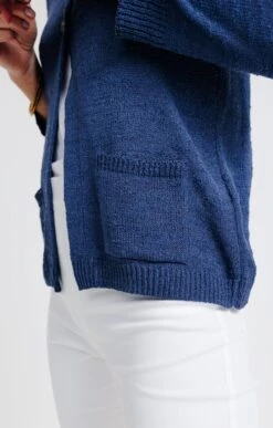 CARDIGAN POCHES PLAQUE AVEC OEILLETS -Haute couture k cardigan poches plaque avec oeillets affinites INDIGO d 93