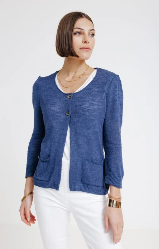 CARDIGAN POCHES PLAQUE AVEC OEILLETS