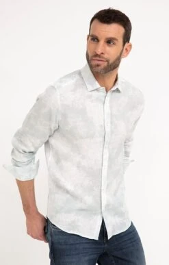 Chemise Ajustée En Lin Motif Tie & Dye -Haute couture k chemise ajustee en lin motif tie dye at company TILLEUL d3 229