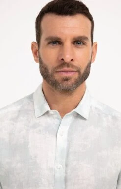 Chemise Ajustée En Lin Motif Tie & Dye -Haute couture k chemise ajustee en lin motif tie dye at company TILLEUL o 229