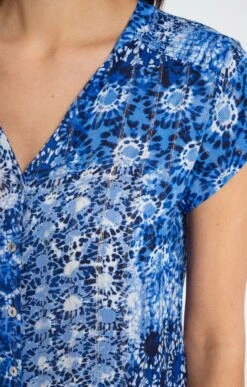 Chemise Col Mao Smockée Imprimée -Haute couture k chemise col mao smockee imprimee affinites BLEU DUR d2 46