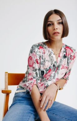 Chemise Imprimée Avec Boutons -Haute couture k chemise imprimee avec boutons affinites BLANC d1 48