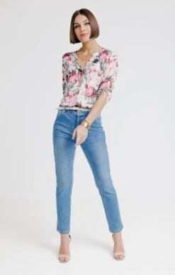 Chemise Imprimée Avec Boutons -Haute couture k chemise imprimee avec boutons affinites BLANC o 48