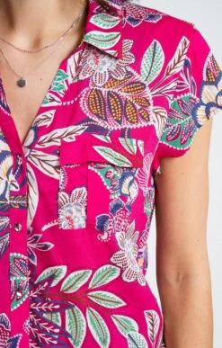 Chemise Imprimée Manches Courtes -Haute couture k chemise imprimee manches courtes armand thiery femme PIVOINE d2 111