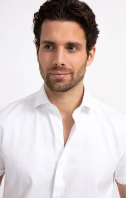 Chemise Manches Courtes Coupe Ajustée -Haute couture k chemise manches courtes coupe ajustee per l uomo BLANC o 48