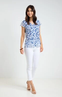 Chemisette Imprimée Avec Broderies -Haute couture k chemisette imprimee avec broderies armand thiery femme BLANC o 48