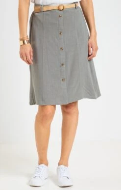 Jupe Avec Ceinture -Haute couture k jupe avec ceinture affinites KAKI CLAIR o 104