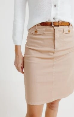 Jupe Coton Avec Poches Rabat Et Ceinture -Haute couture k jupe coton avec poches rabat et ceinture affinites BEIGE d1 44