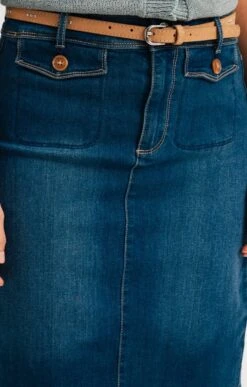 Jupe Denim Avec Poches Rabats -Haute couture k jupe denim avec poches rabats armand thiery femme BLEU d1 45