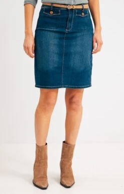 Jupe Denim Avec Poches Rabats -Haute couture k jupe denim avec poches rabats armand thiery femme BLEU o 45