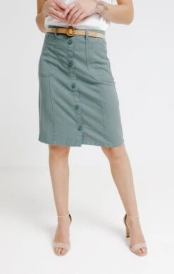 Jupe En Coton Et Tencel -Haute couture k jupe en coton et tencel affinites TILLEUL o 229