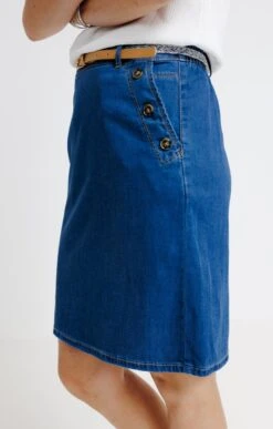 Jupe En Tencel Et Coton Avec Détail Pont -Haute couture k jupe en tencel et coton avec detail pont affinites BLEU d1 45