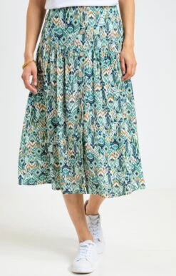 Jupe Imprimée Avec Dos élastiqué -Haute couture k jupe imprimee longue avec dos elastique armand thiery femme EMERAUDE o 143