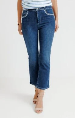 Pantacourt Bootcut En Jean Stone -Haute couture k pantacourt bootcut en jean stone affinites BLEU o 45