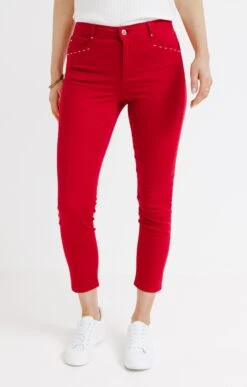 Pantacourt En Coton Avec Détails Clous -Haute couture k pantacourt en coton avec details clous affinites FUCHSIA o 65