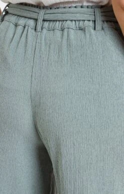 Pantacourt Fluide En Maille Plissée -Haute couture k pantacourt fluide en maille plissee affinites VERT NIL d2 69