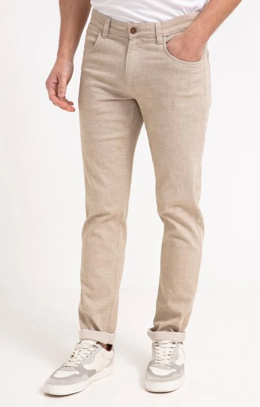 Pantalon 5 Poches Effet Lin