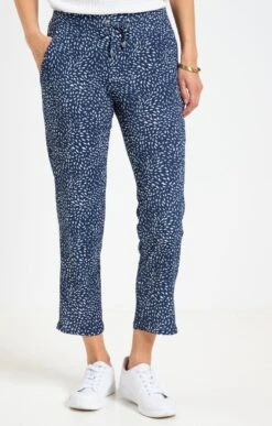 Pantalon 7/8 En Maille Imprimée -Haute couture k pantalon 7 8 en maille imprimee affinites BLEU o 45