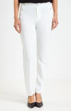 Pantalon 7/8 Slim Détails Boutons Pont -Haute couture k pantalon 7 8 slim details boutons pont affinites ECRU o 68