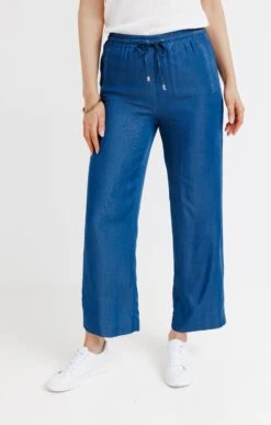 Pantalon 7/8 Taille élastiquée En Tencel 6 Pantalon 7/8 Taille élastiquée En Tencel -Haute couture k pantalon 7 8 taille elastiquee en tencel affinites BLEU o 45