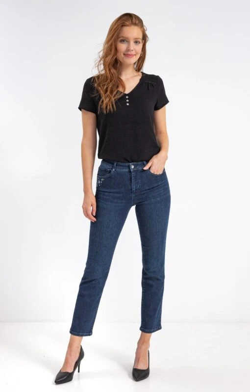 Pantalon Avec Broderies Fleurs
