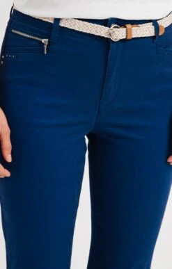 Pantalon Chino Droit Avec Ceinture -Haute couture k pantalon chino droit avec ceinture armand thiery femme INDIGO d1 93