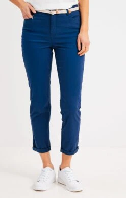 Pantalon Chino Droit Avec Ceinture -Haute couture k pantalon chino droit avec ceinture armand thiery femme INDIGO o 93