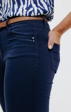 Pantalon Coton Couleur Avec Ceinture -Haute couture k pantalon coton couleur avec ceinture affinites MARINE d1 2