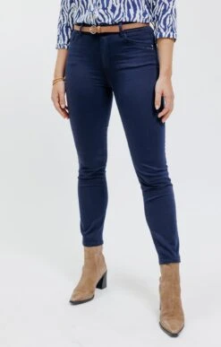 Pantalon Coton Couleur Avec Ceinture -Haute couture k pantalon coton couleur avec ceinture affinites MARINE o 2