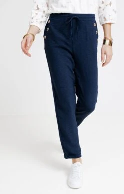 Pantalon Fluide Avec Détail Pont 7 Pantalon Fluide Avec Détail Pont -Haute couture k pantalon fluide avec detail pont affinites MARINE o 2