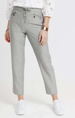 Pantalon Fluide Avec Zip 6 Pantalon Fluide Avec Zip -Haute couture k pantalon fluide avec zip affinites KAKI CLAIR o 104
