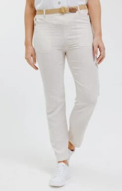 Pantalon Fluide En Lin -Haute couture k pantalon fluide en lin affinites BEIGE o 44